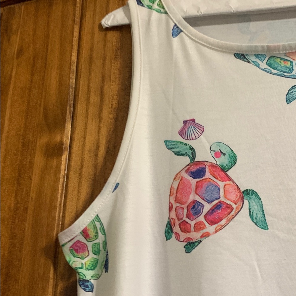 Colorful Turtle Print Kids Tank Top - Picture 5 of 6